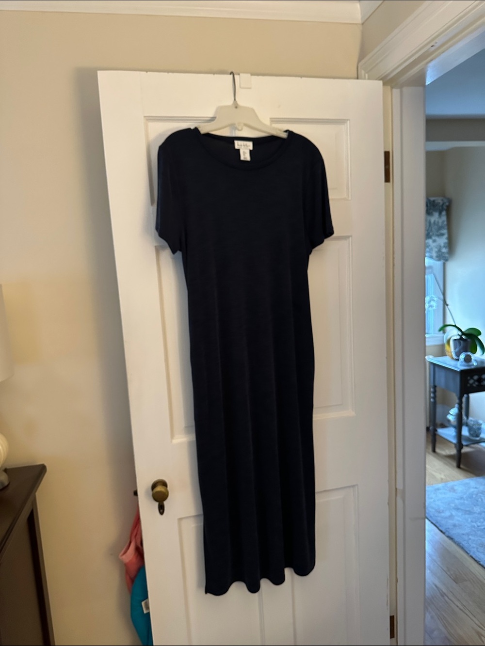 Nicole Miller Navy Short-Sleeve Maxi Dress